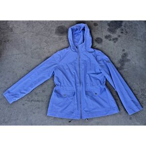 Women Sz Medium Lauren Ralph Lauren Lavender Jacket Rain Coat Hooded Full Zip